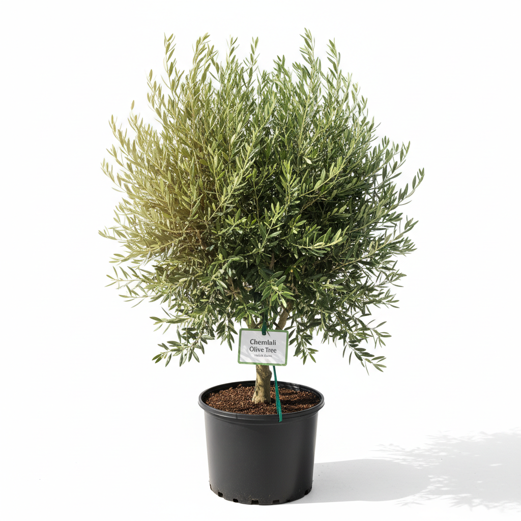 Chemlali olive tree with silvery-green evergreen foliage available in DeFuniak Springs, Florida