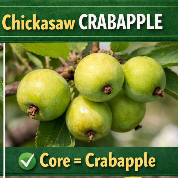 Chickasaw Crabapple tree for sale at Advanced Nursery Growers in DeFuniak Springs, Florida, a flowering and fruiting crabapple for wildlife and pollinator plantings.