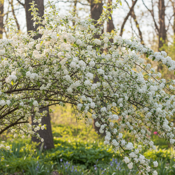 Downy Serviceberry tree with white spring flowers and edible purple fruit for sale at Advanced Nursery Growers in DeFuniak Springs, Florida.