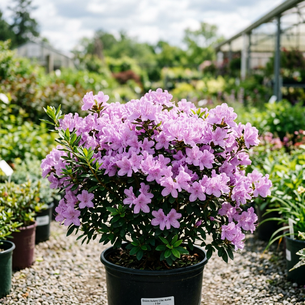 Buy Encore Autumn Lilac Azalea with lavender reblooming flowers. Local pickup at Advanced Nursery Growers in DeFuniak Springs, FL. Call for availability.