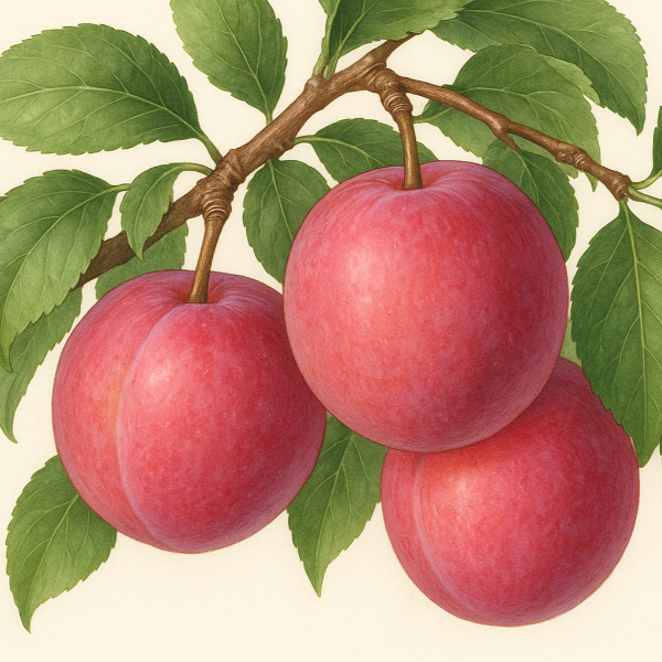 Low-chill red-flesh plum tree available for local nursery pickup in North Florida