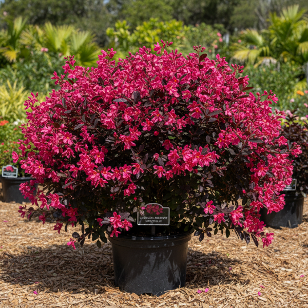 Carolina Midnight Loropetalum purple evergreen flowering shrub for sale in North Florida at Advanced Nursery Growers.