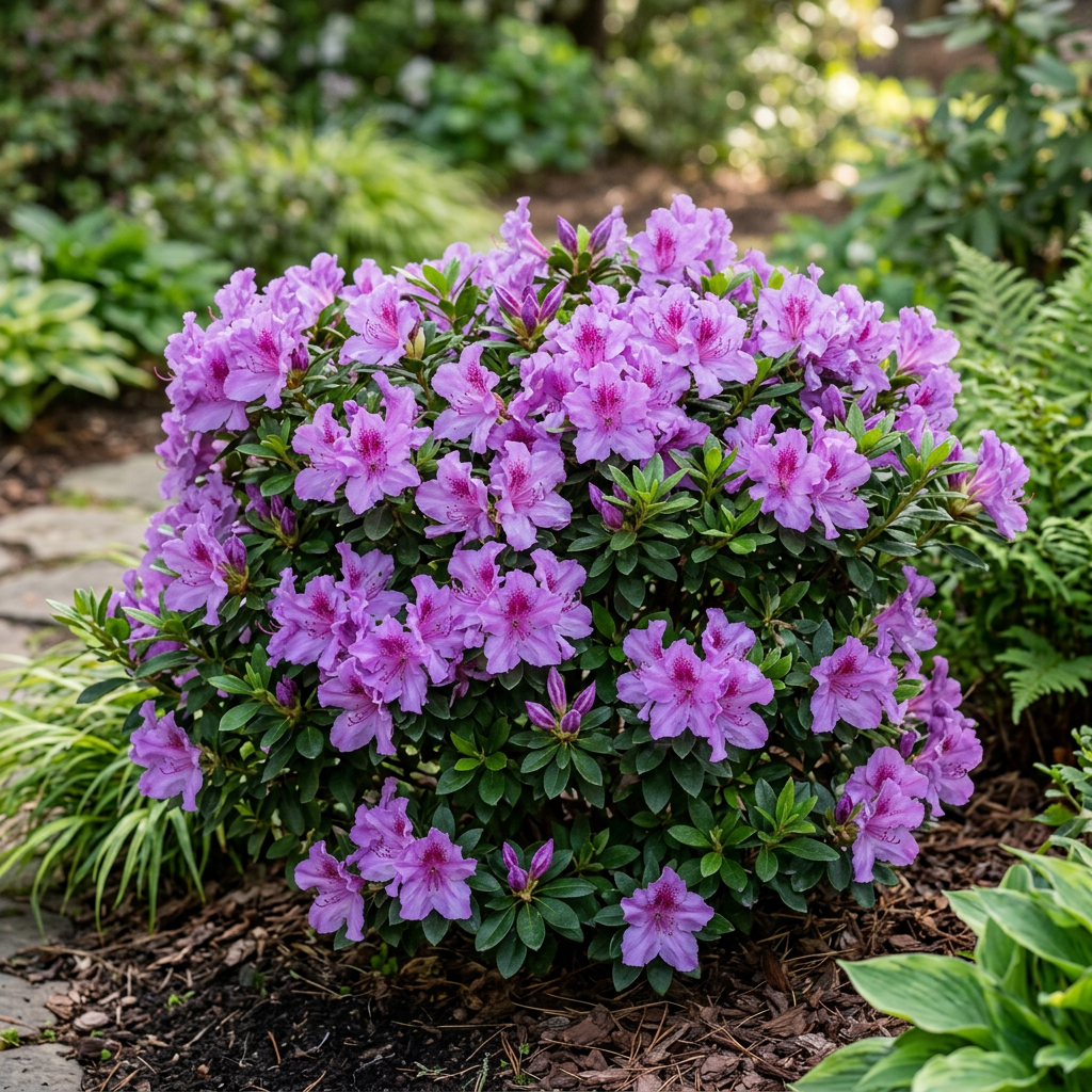 Encore Autumn Royalty Azalea with rich purple flowers and deep green foliage at Advanced Nursery Growers in DeFuniak Springs Florida