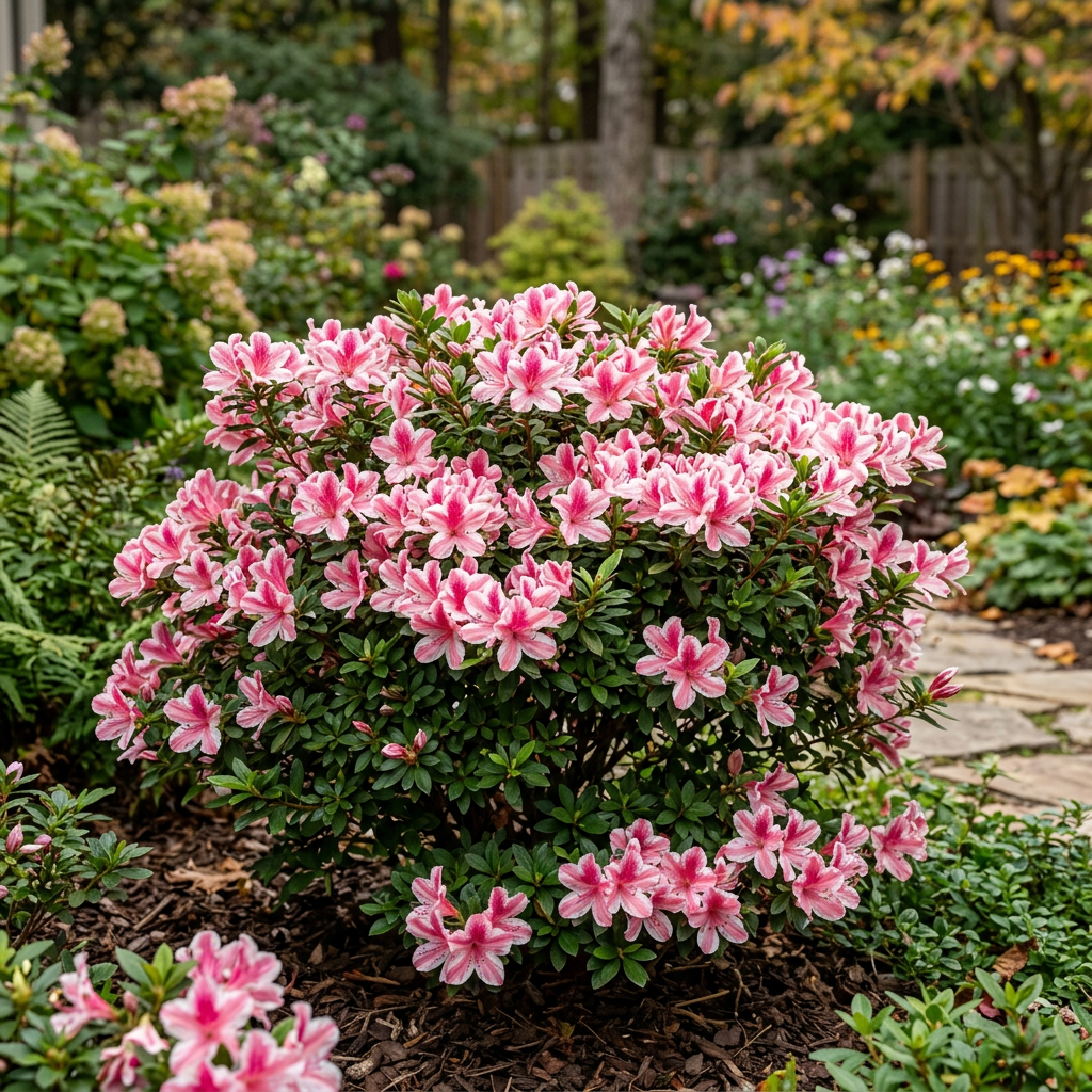 Encore Autumn Twist Azalea with white flowers striped in purple and dark green foliage at Advanced Nursery Growers in DeFuniak Springs Florida