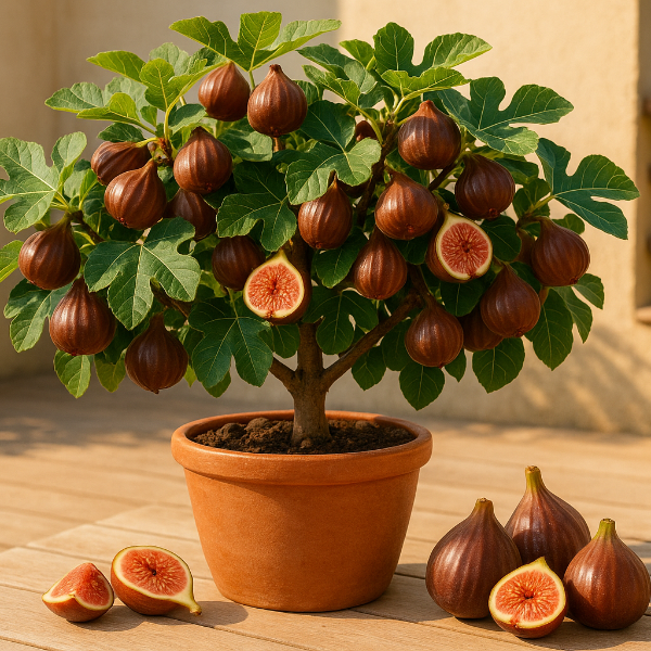 FIG fignomenal Pick sweet figs from patio 3 to 5 ft trees! The fignomenal fig matures&nbsp; around 30” tall and offer up an abundance of rich-brown, medium-sized figs with reddish interiors and honeyed flavor. Great&nbsp; fresh, dried, baked or grilled.