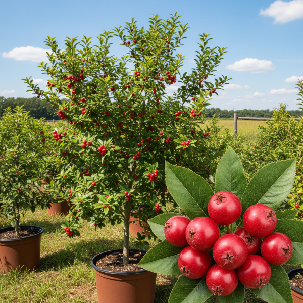 RED CHAMP MAYHAW FRUIT AND TREE