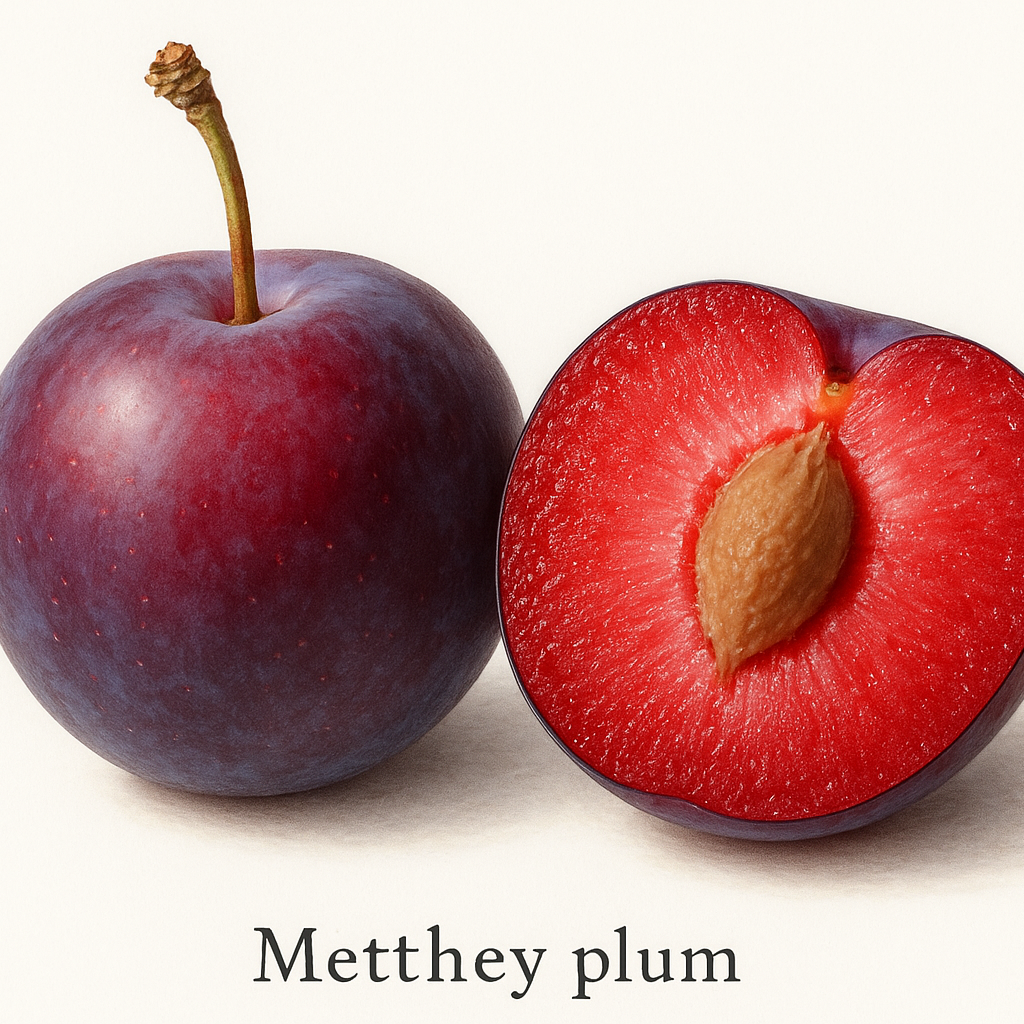 red/purple skin with red flesh plum METHLEY PLUM