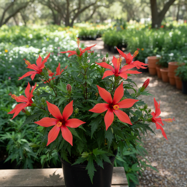 Texas Star Hibiscus Hibiscus coccineus red native hardy hibiscus for sale in North Florida at Advanced Nursery Growers.